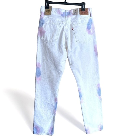 NWT LEVIS Strauss 501 Button Fly High Waist Straight Jean 30x 30 White …Hippie - Picture 7 of 16